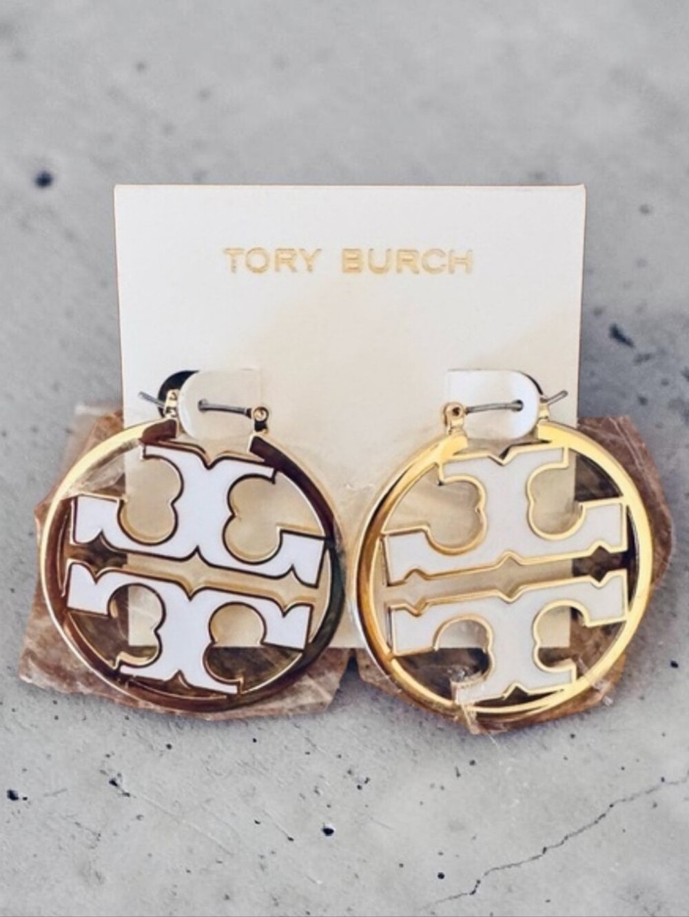 Tory Burch Miller Logo Hoop Earrings Dust Bag Included